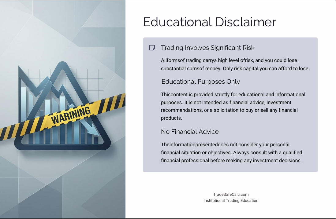 Trading risk warning symbol showing that financial markets involve uncertainty and potential losses by TradeSafeCalc